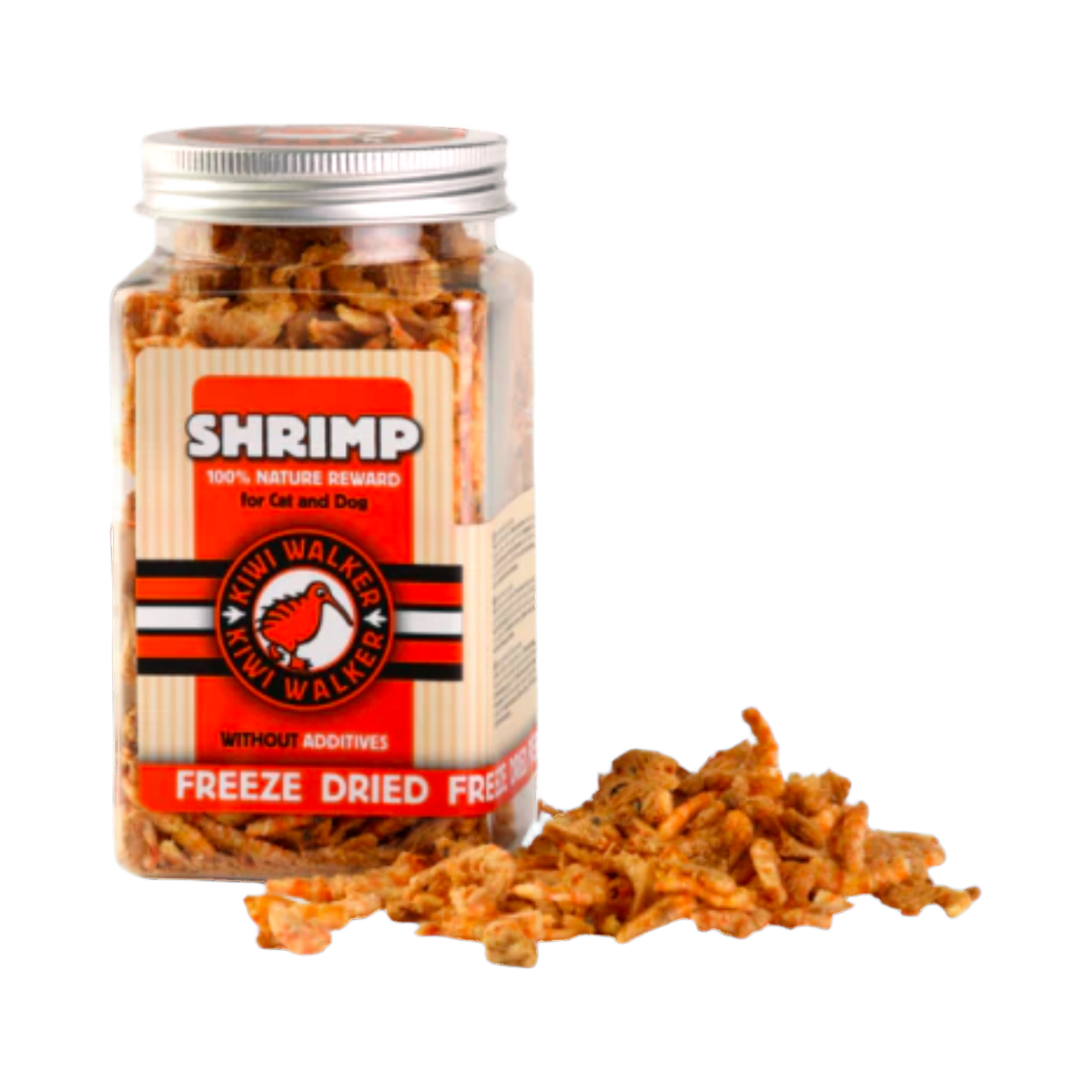 Bocal Kiwi Walker Shrimp étiquette rouge et crevettes lyophilisées