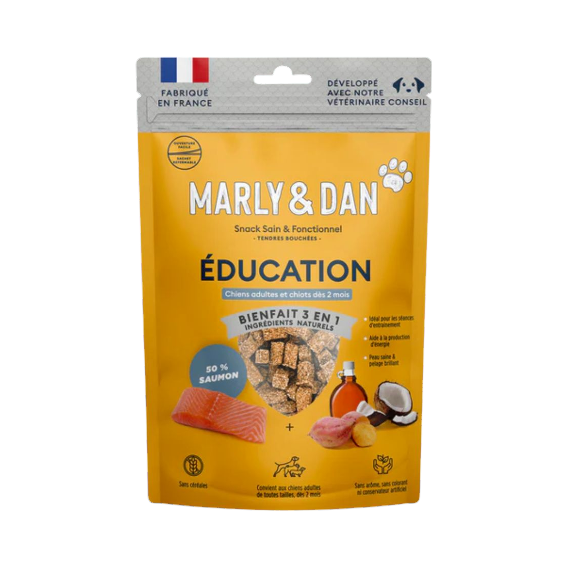 Sachet Marly & Dan Éducation au saumon, bienfait 3 en 1