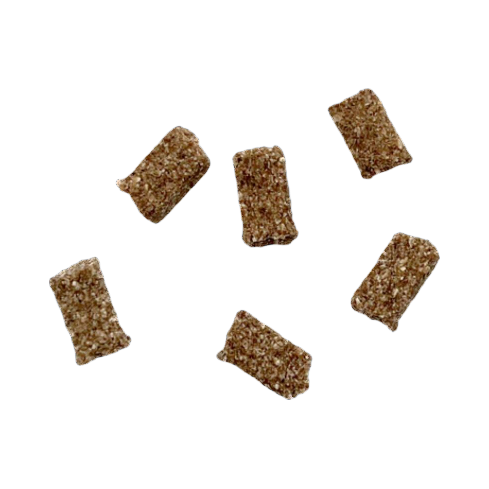 Six tendres bouchées rectangulaires éparpillées