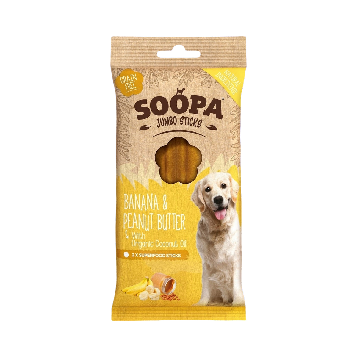 Paquet Soopa Jumbo Sticks banane et beurre de cacahuète
