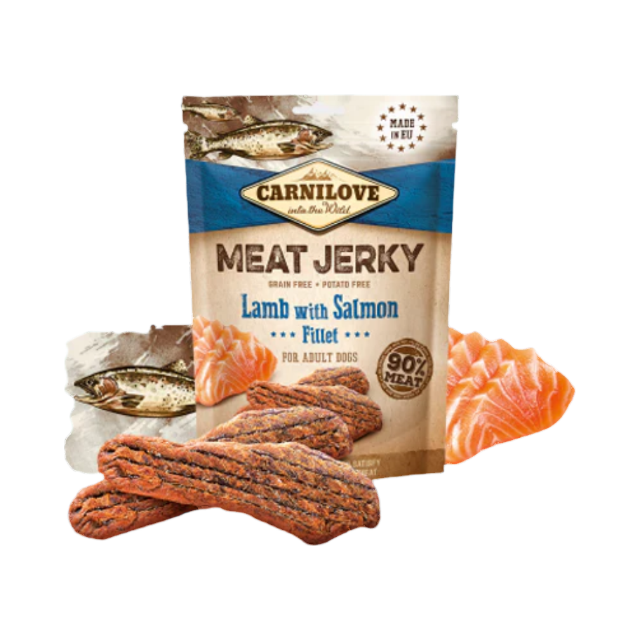 Sachet Carnilove Meat Jerky avec filet de saumon et bâtonnets