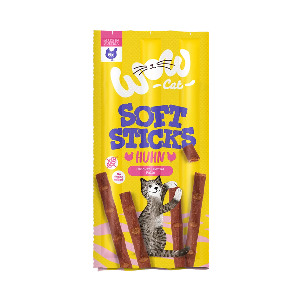 Sachet WOW Cat Soft Sticks Huhn jaune