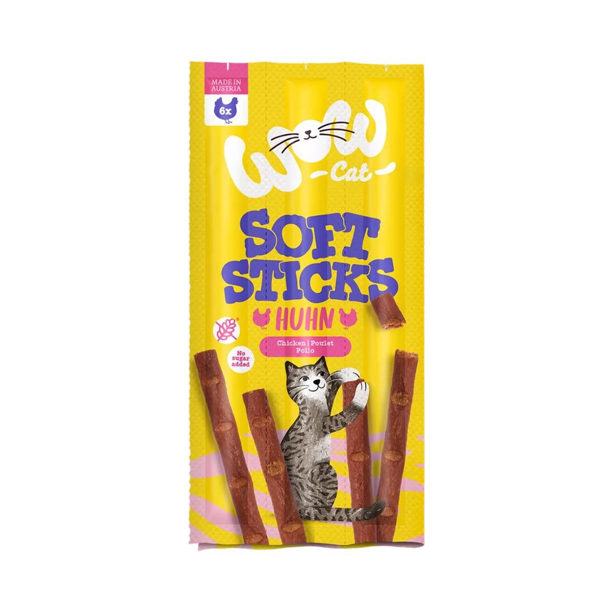 Sachet WOW Cat Soft Sticks Huhn jaune