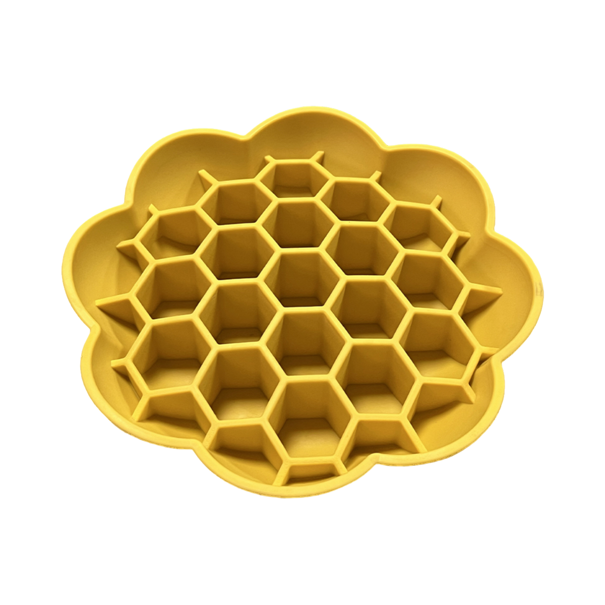 Assiette jaune festonnée à alvéoles hexagonales