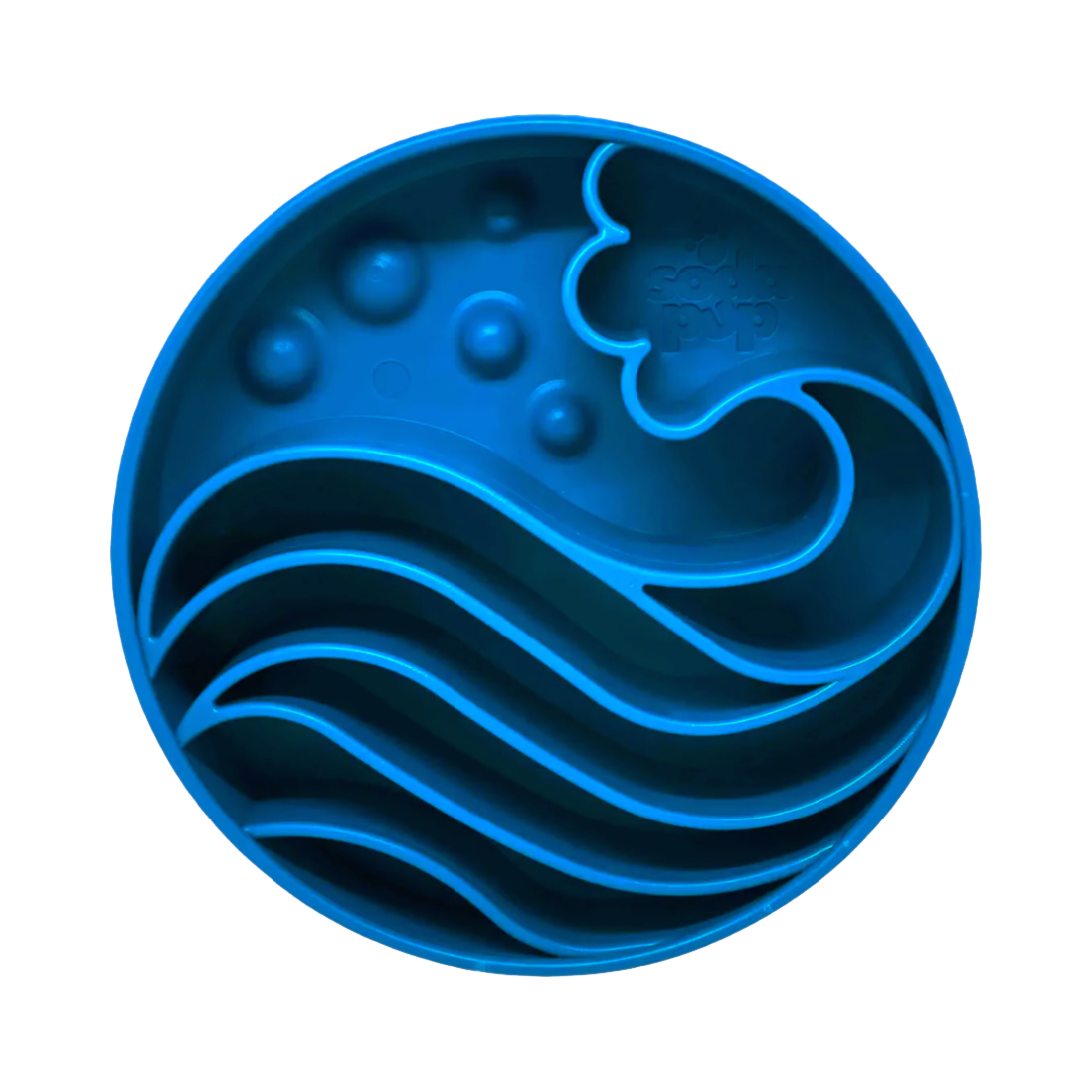 Bol bleu à motif de vagues vu de dessus