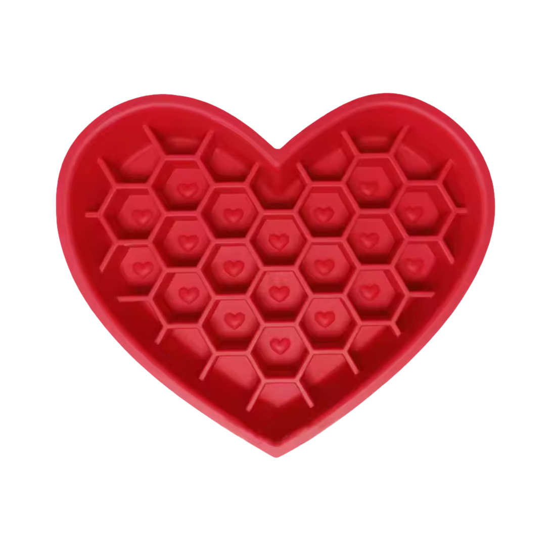 Cœur rouge en silicone à alvéoles hexagonales