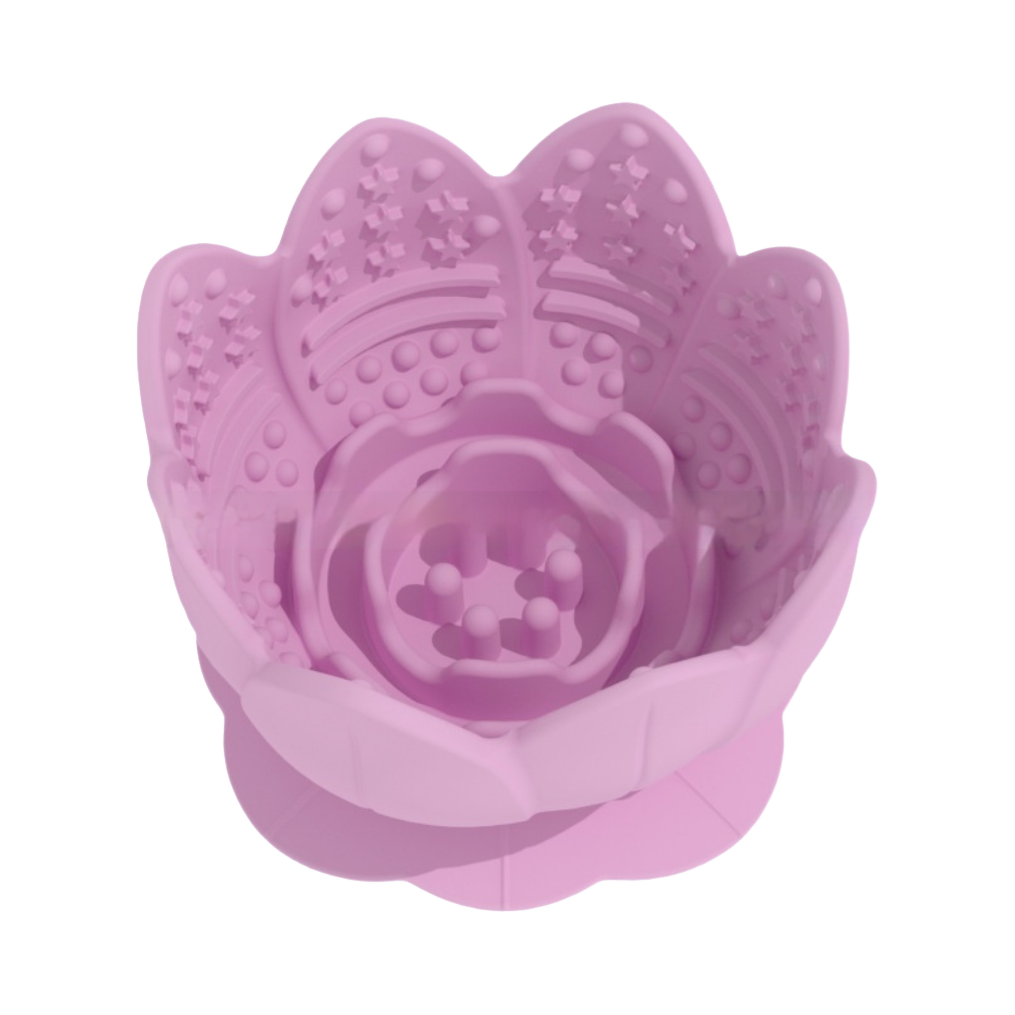 Bol rose pastel en silicone aux pétales texturés