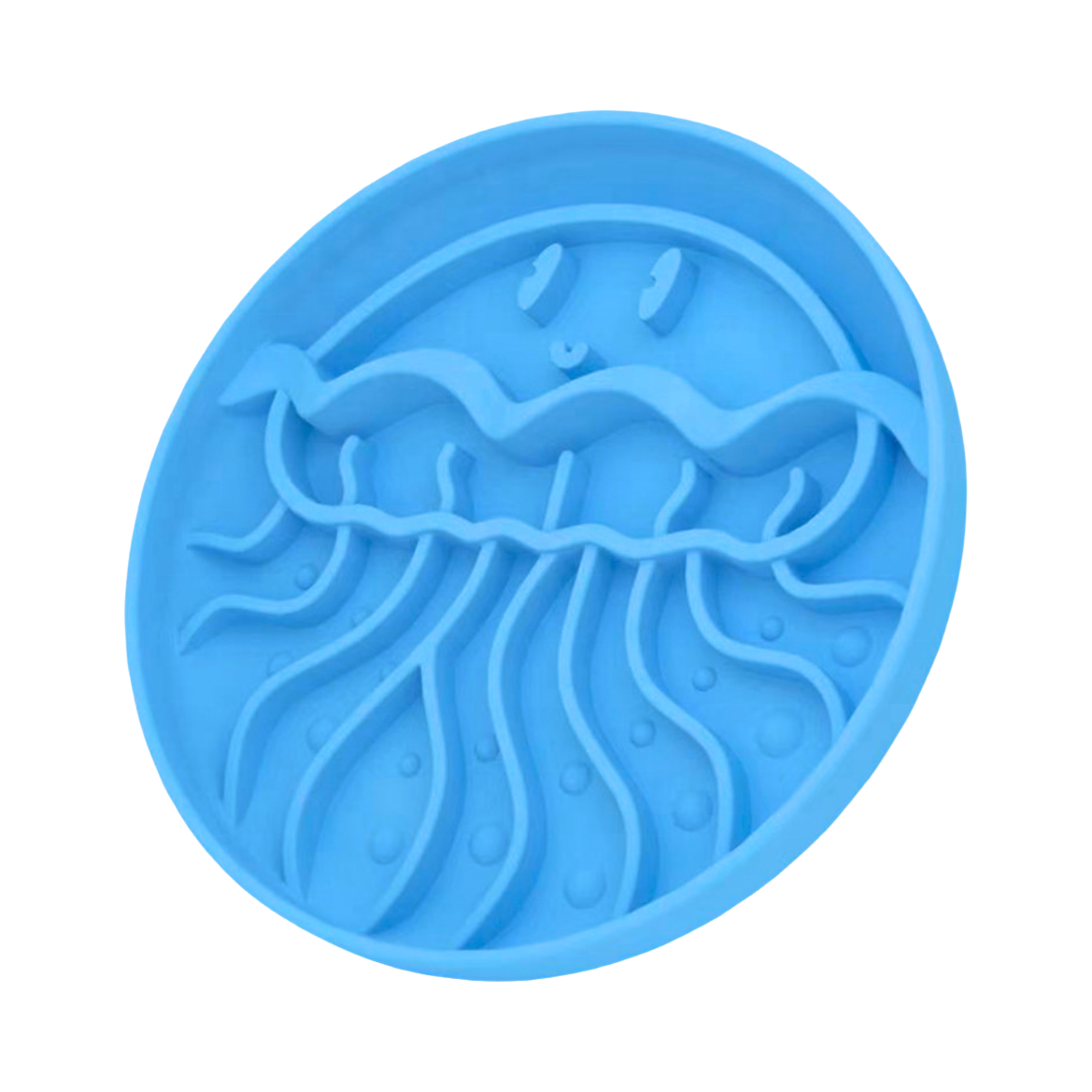 Assiette bleu ciel en relief méduse et tentacules ondulés