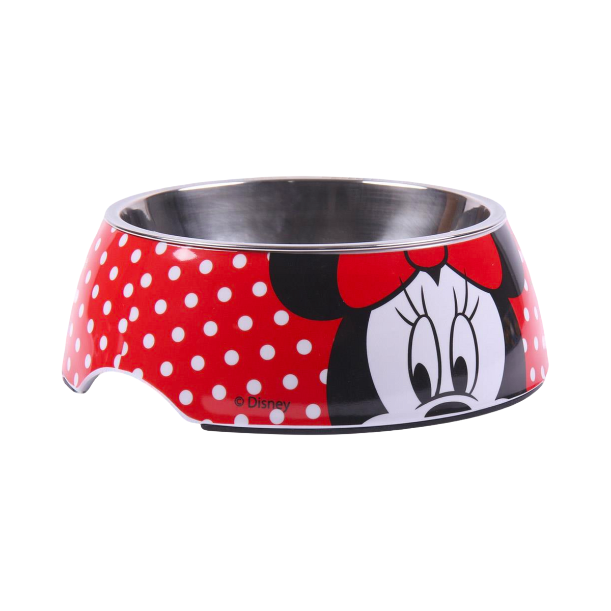 Écuelle rouge à pois blancs avec visage de Minnie