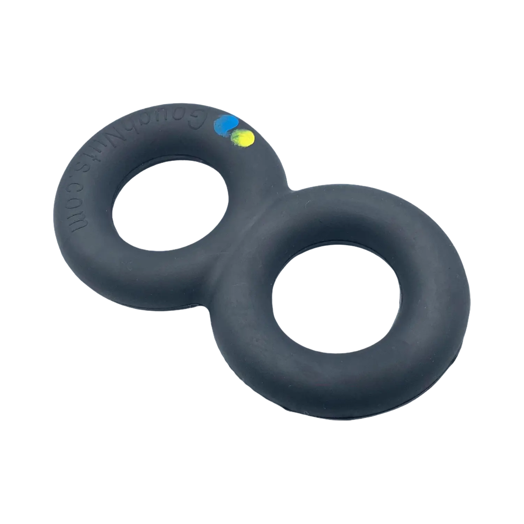 Anneau double en caoutchouc noir en forme de huit