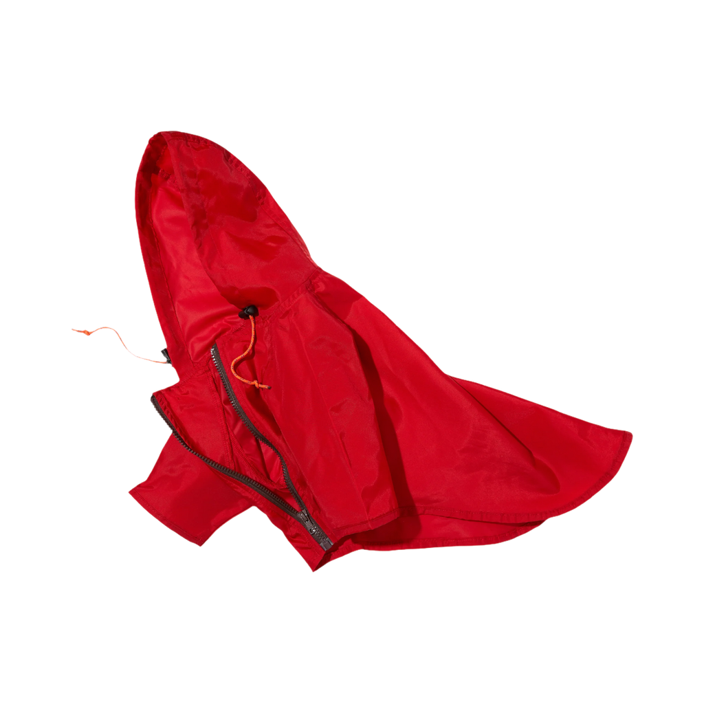 Imperméable rouge à capuche et cordon