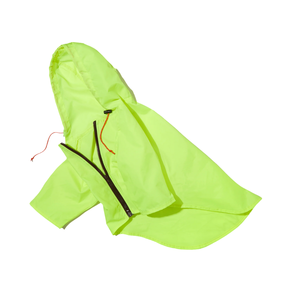 Imperméable vert fluo à capuche et zip
