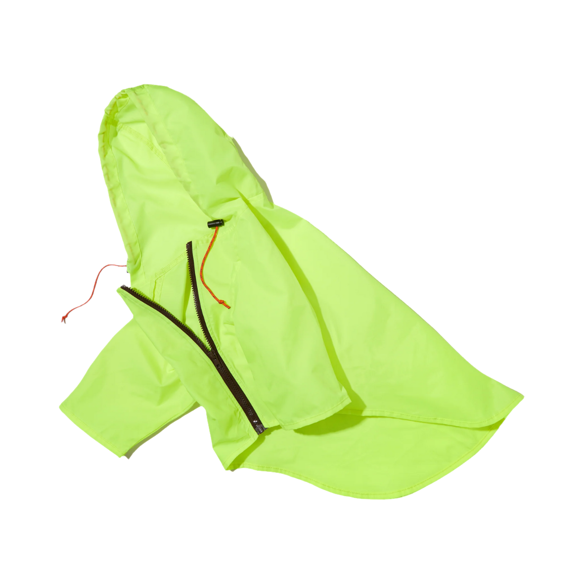 Imperméable vert fluo à capuche et zip