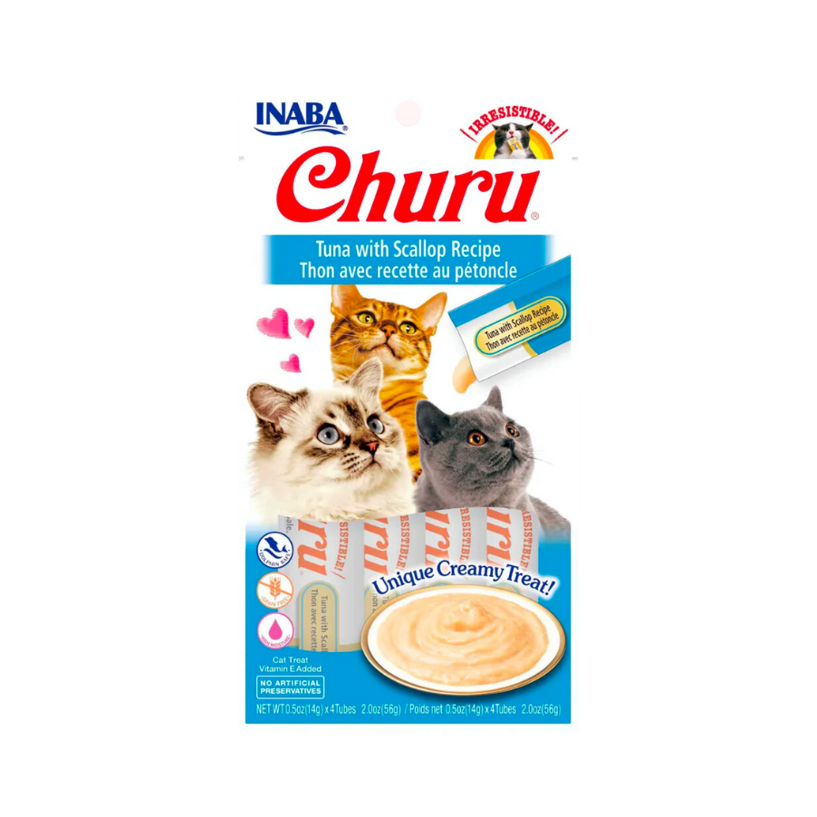 Étui Inaba Churu thon pétoncle bleu avec deux chats