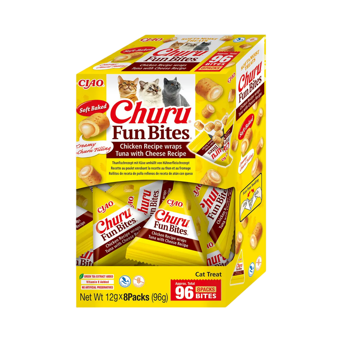 Boîte Ciao Churu Fun Bites poulet thon fromage, 96 friandises