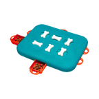 Plateau turquoise à os blancs et tiroirs orange