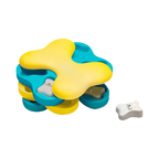 Puzzle rotatif à étages bleu et jaune avec os blanc amovible