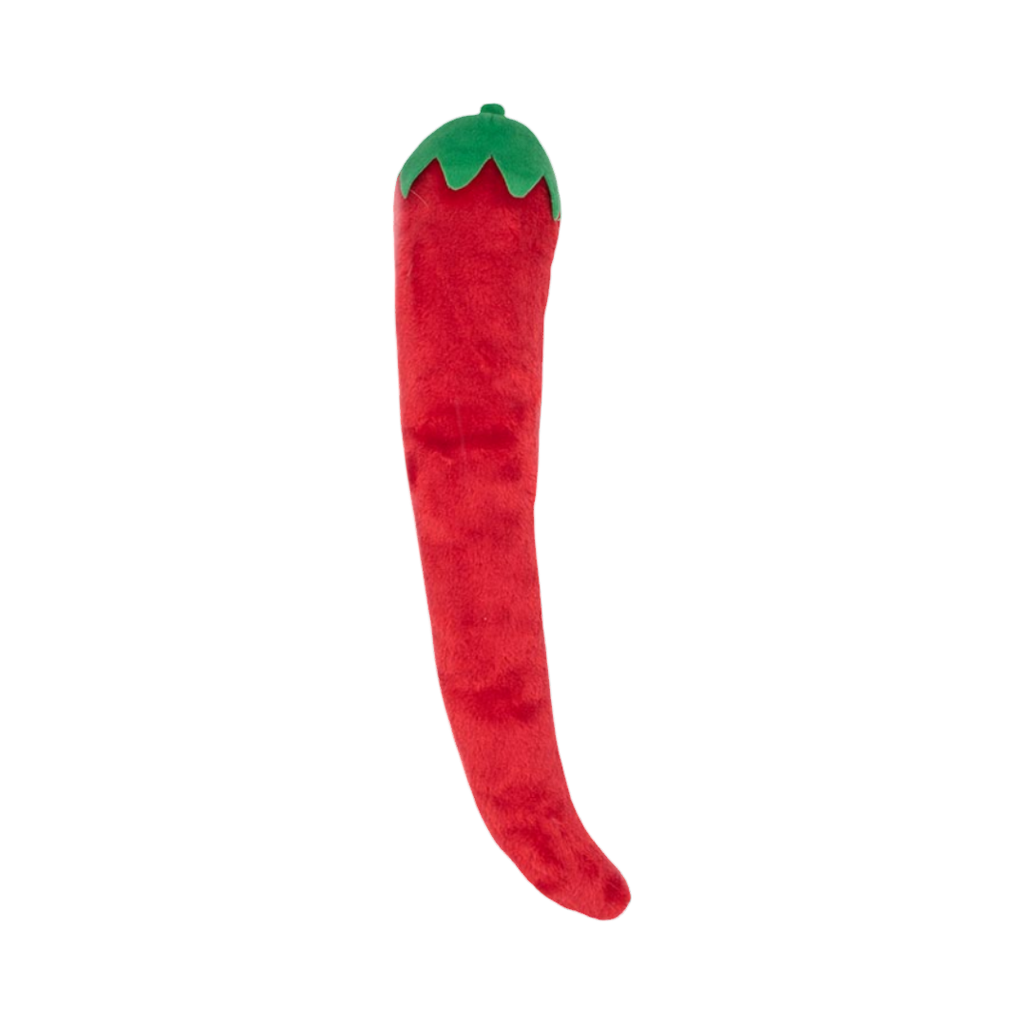Piment rouge allongé et courbé, vu de dos