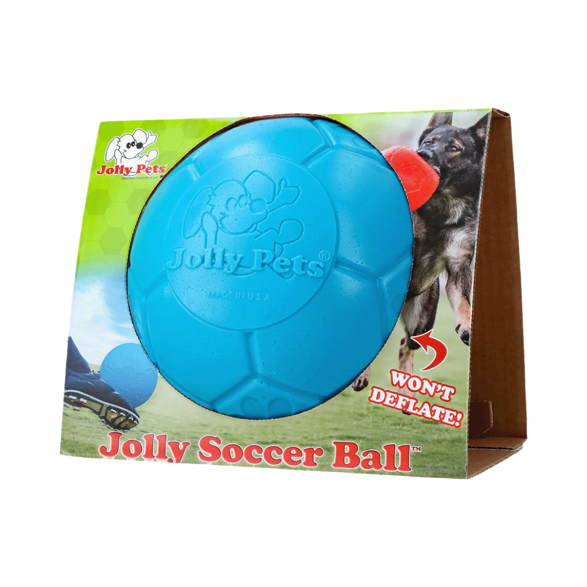 Ballon bleu dans son emballage carton illustré