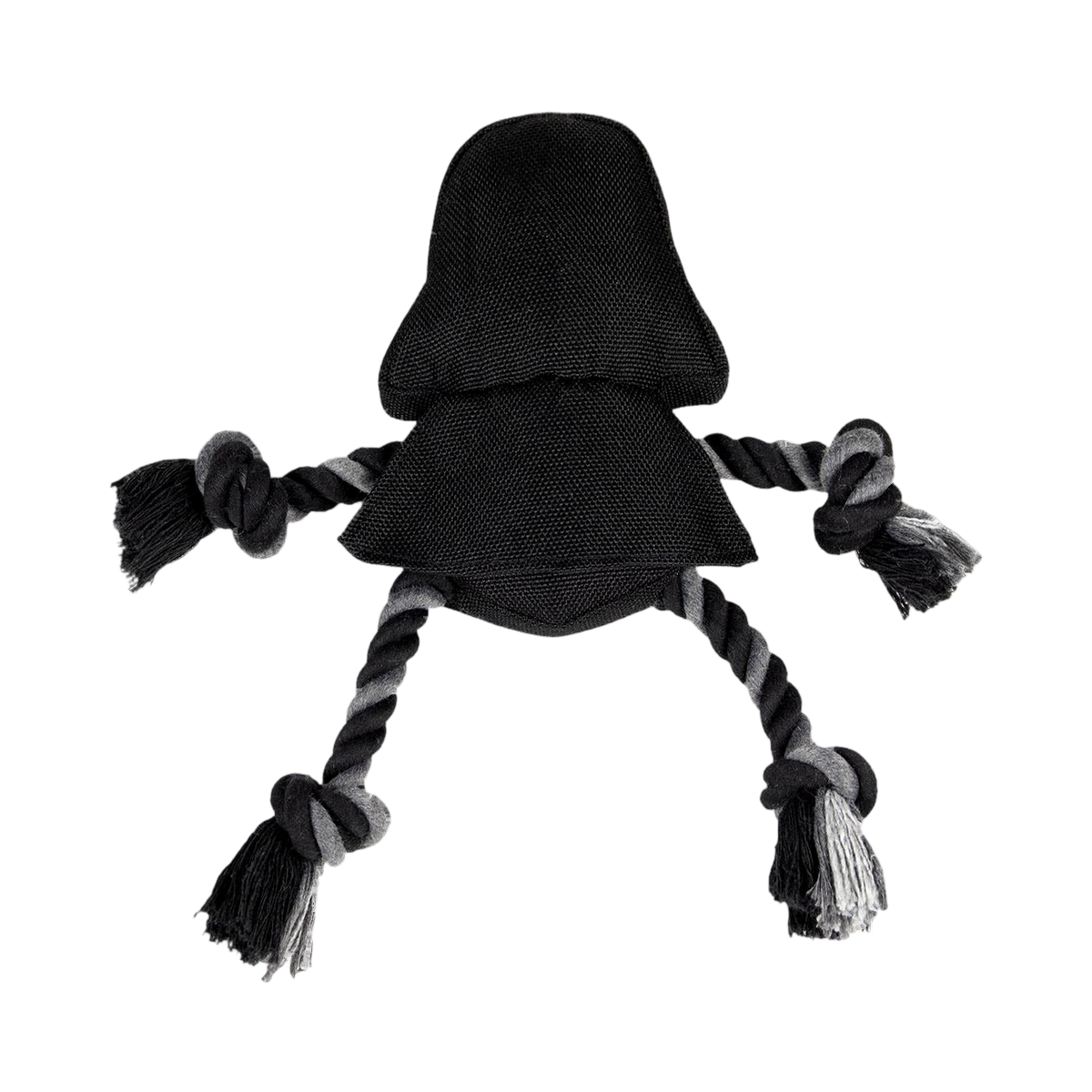 Dos noir du casque avec ses quatre cordes nouées