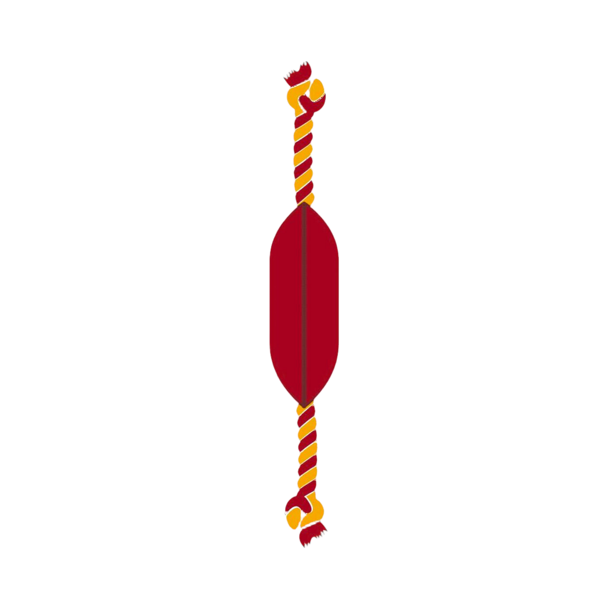 Dos rouge uni de l'écusson avec cordes torsadées aux extrémités