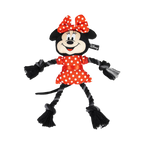 Minnie à robe rouge à pois et nœud, membres en corde noire