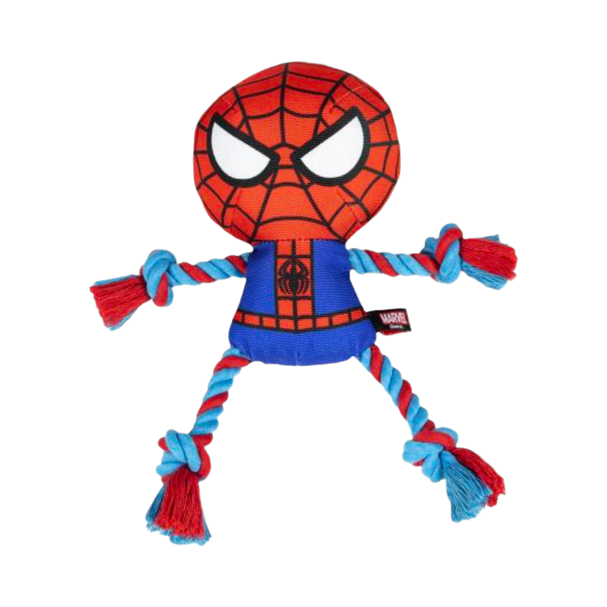 Spider-Man rouge et bleu aux bras et jambes en corde