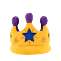 Couronne jaune à pompons violets et étoile bleue brodée