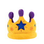 Couronne jaune à pompons violets et étoile bleue brodée