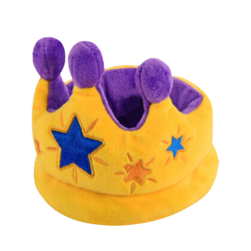 Couronne dorée vue de trois quarts, intérieur violet
