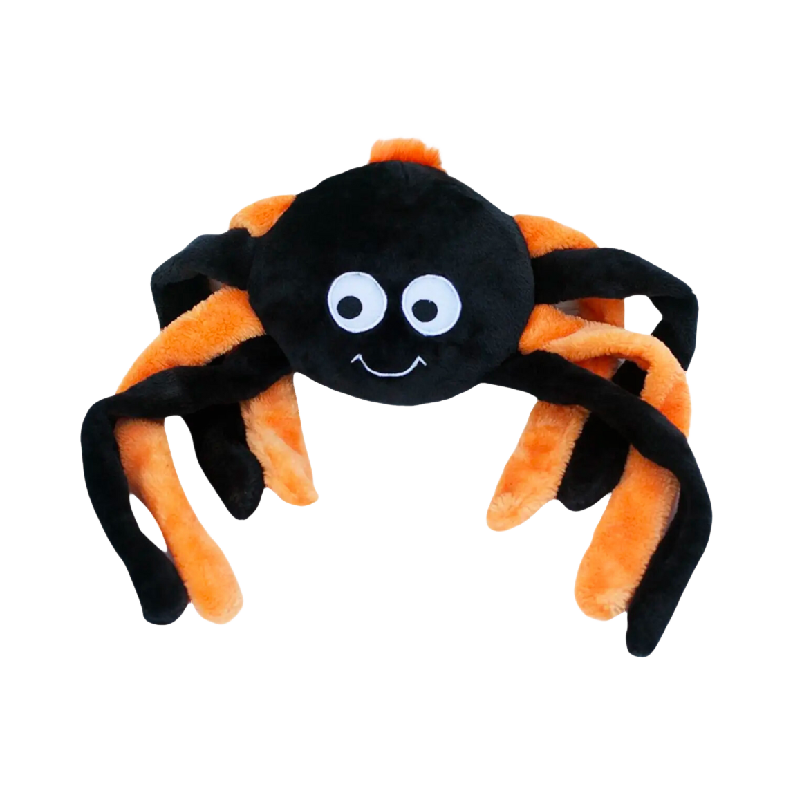 Araignée noire aux longues pattes orange et grands yeux ronds