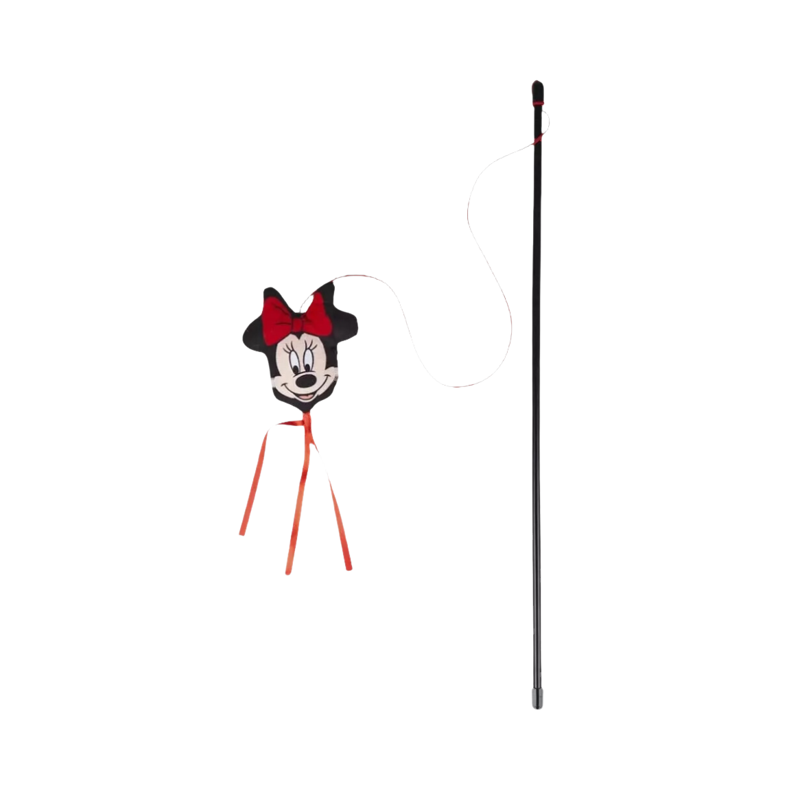 Tige noire avec tête de souris à nœud rouge et rubans