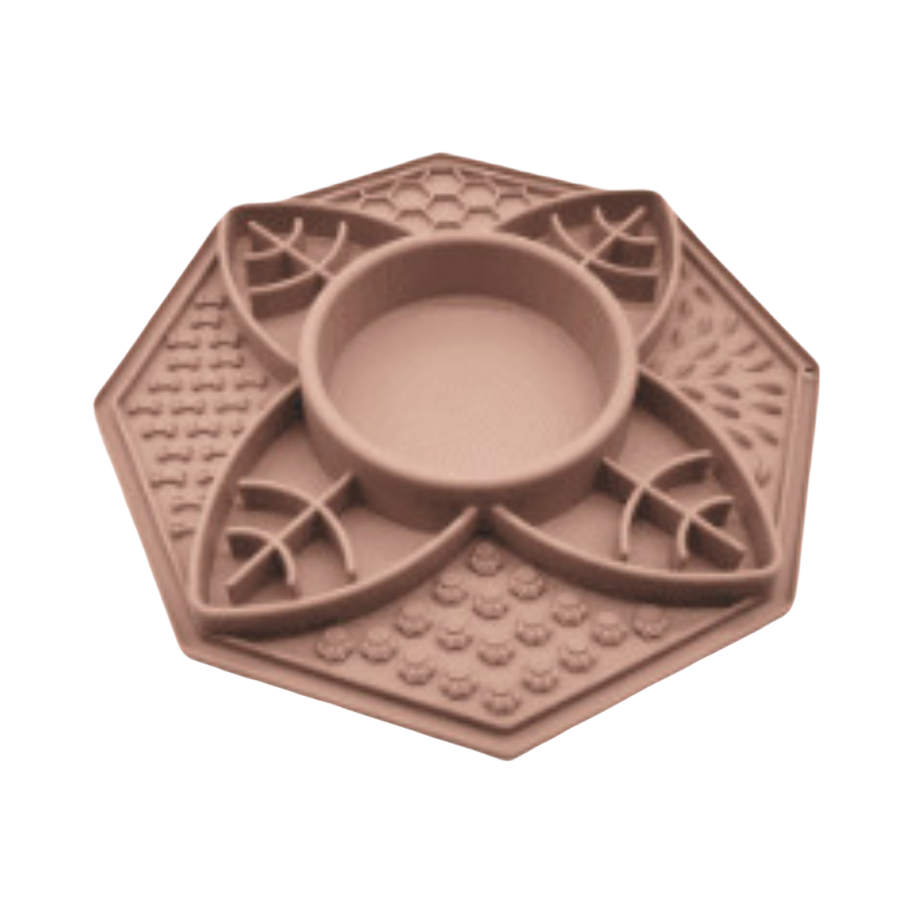 Plateau octogonal taupe avec bol central et zones texturées
