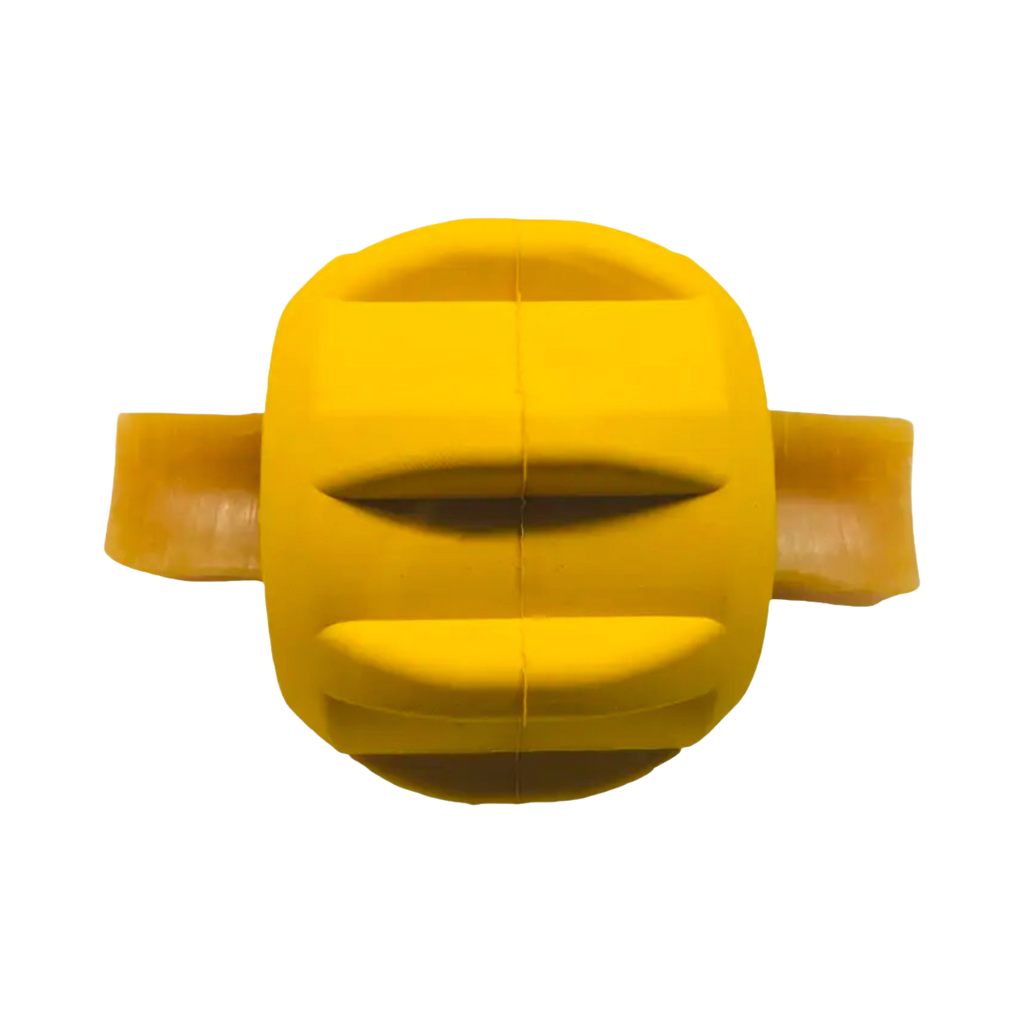 Vue de profil du distributeur jaune avec ses rainures