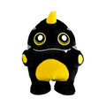 Monstre noir à corne jaune, ventre jaune et gros yeux cerclés
