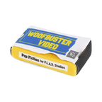 Boîtier de cassette bleu et jaune posé à plat
