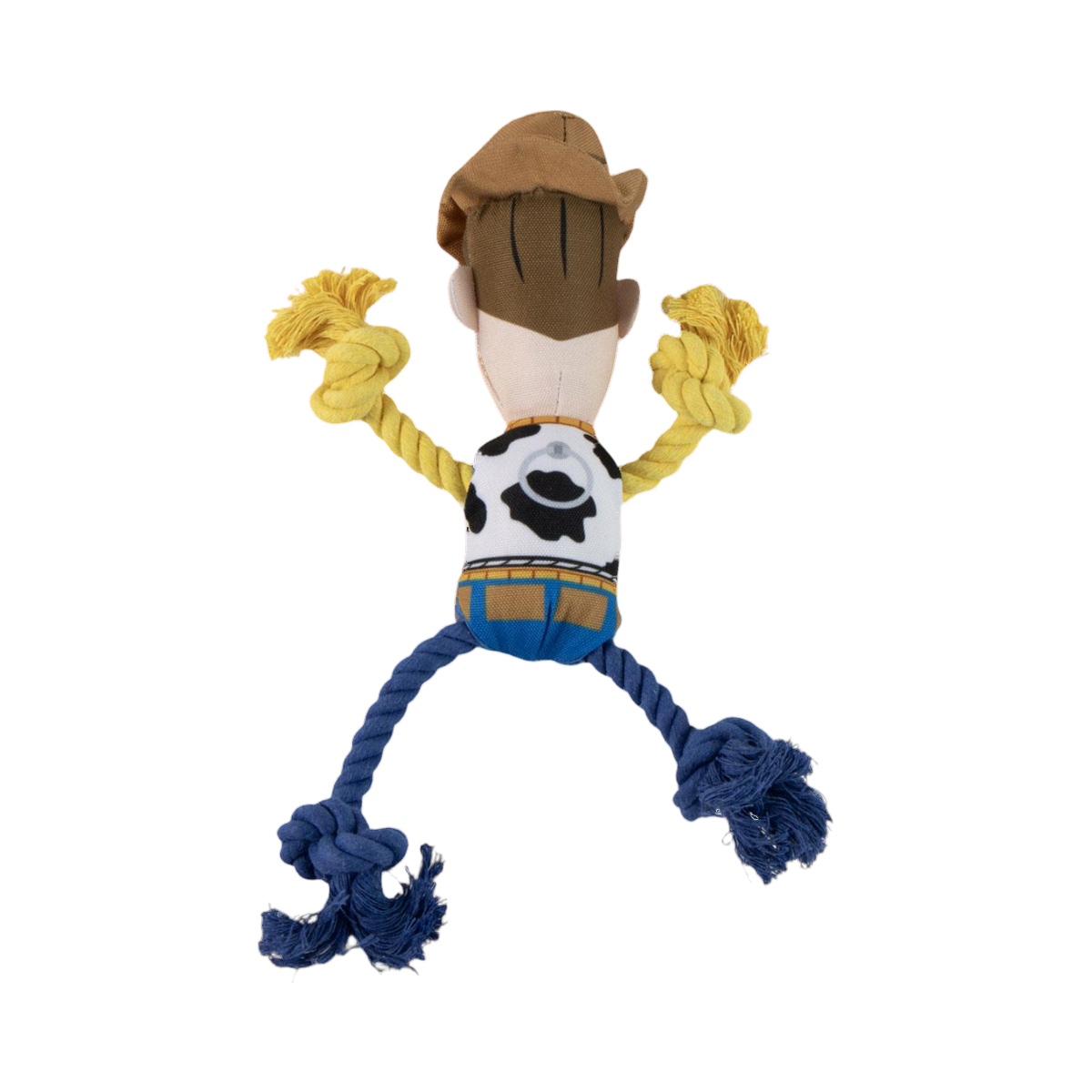 Woody vu de dos, gilet à taches de vache