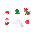 Six mini jouets festifs : sapin, renne, Père Noël, boule et canne