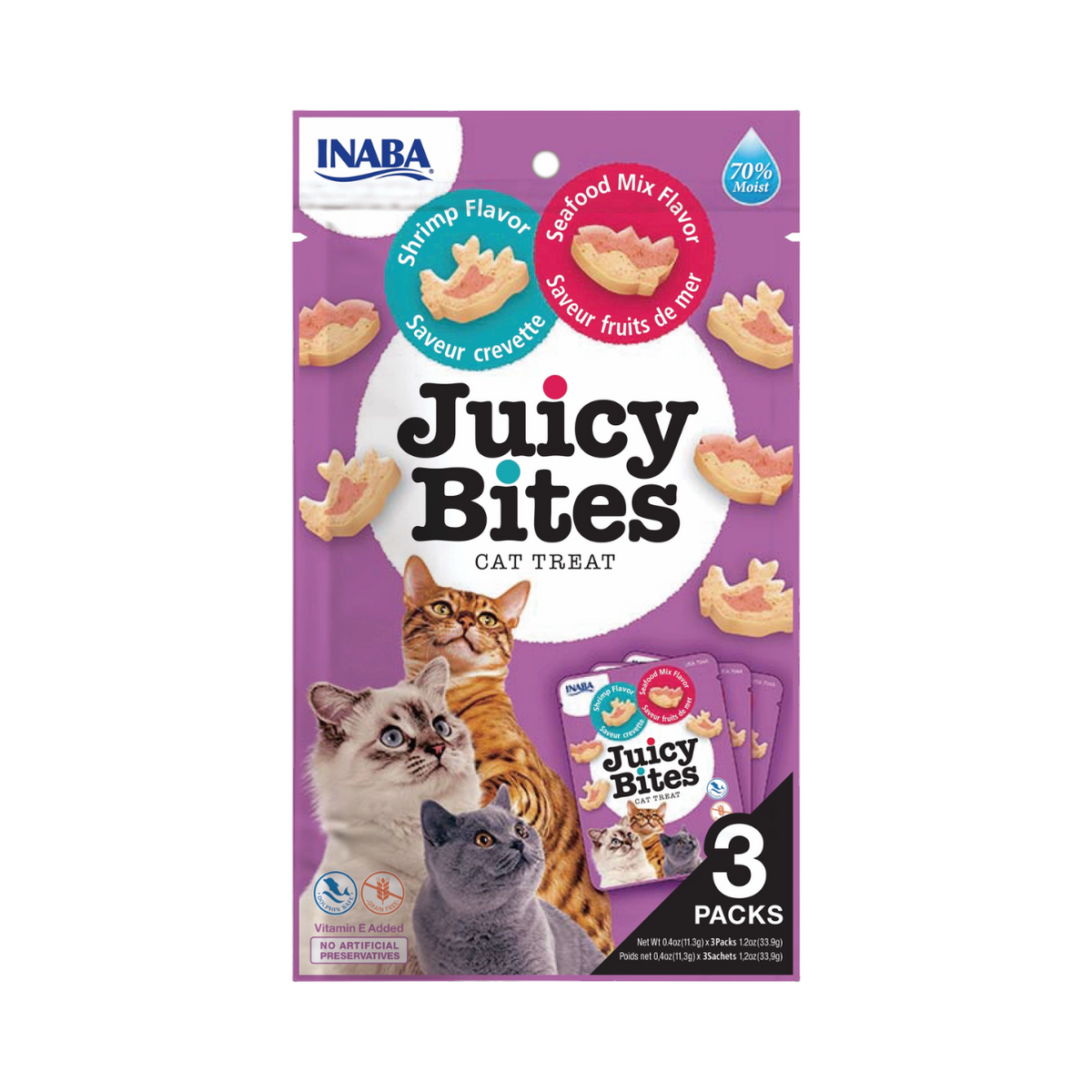 Sachet Inaba Juicy Bites violet crevette et fruits de mer