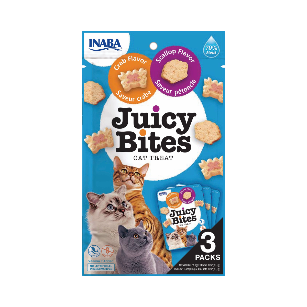 Sachet Inaba Juicy Bites turquoise pétoncle et crabe