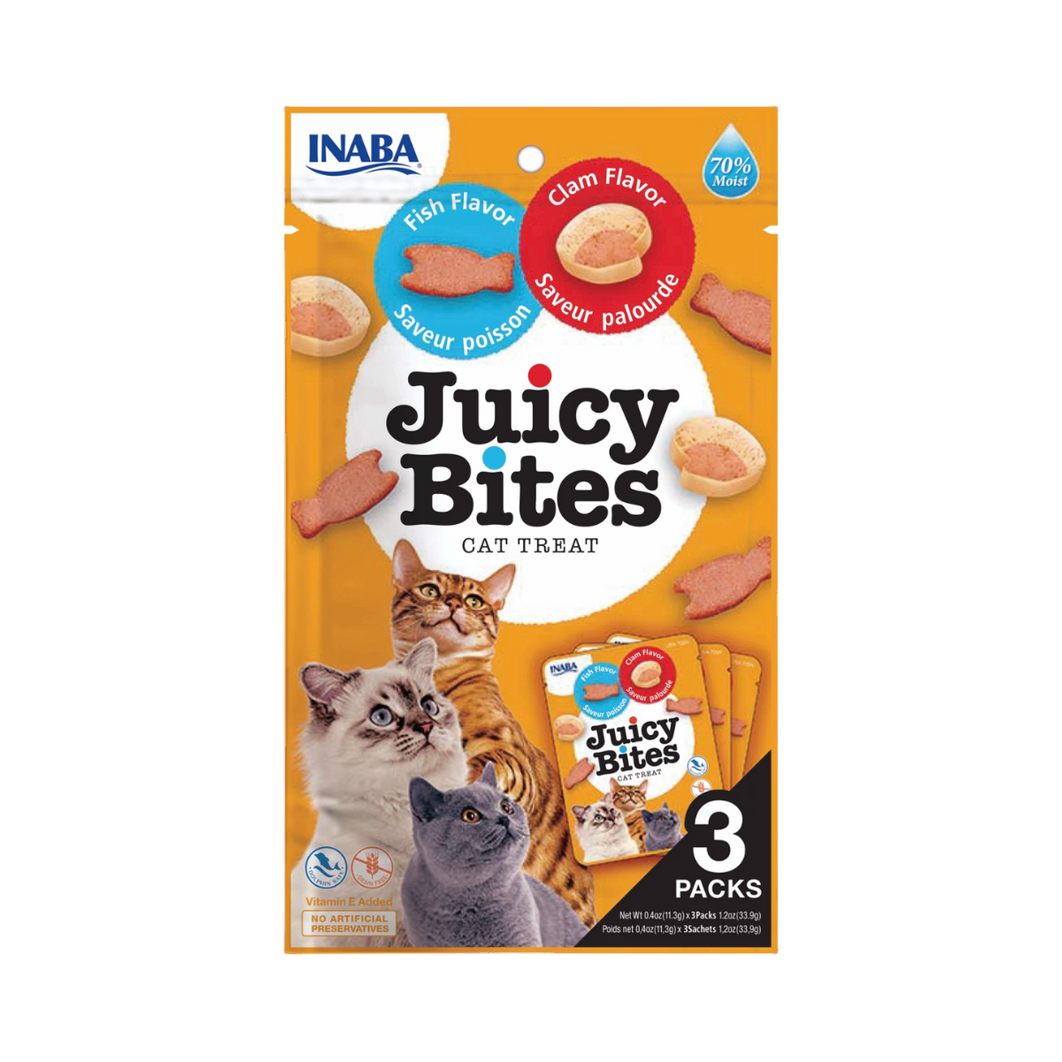 Sachet Inaba Juicy Bites orange poisson et palourde