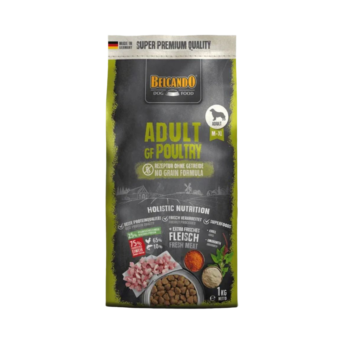 Sac vert Adult GF Poultry avec viande et légumes