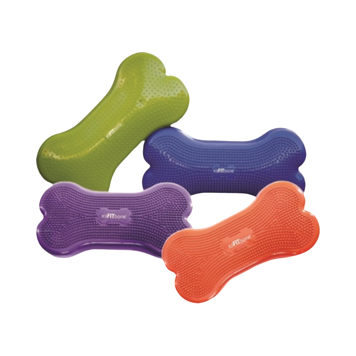 Os gonflables vert, violet, bleu et orange empilés