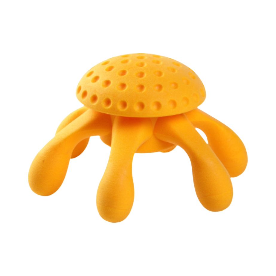 Pieuvre orange en caoutchouc alvéolé à huit tentacules