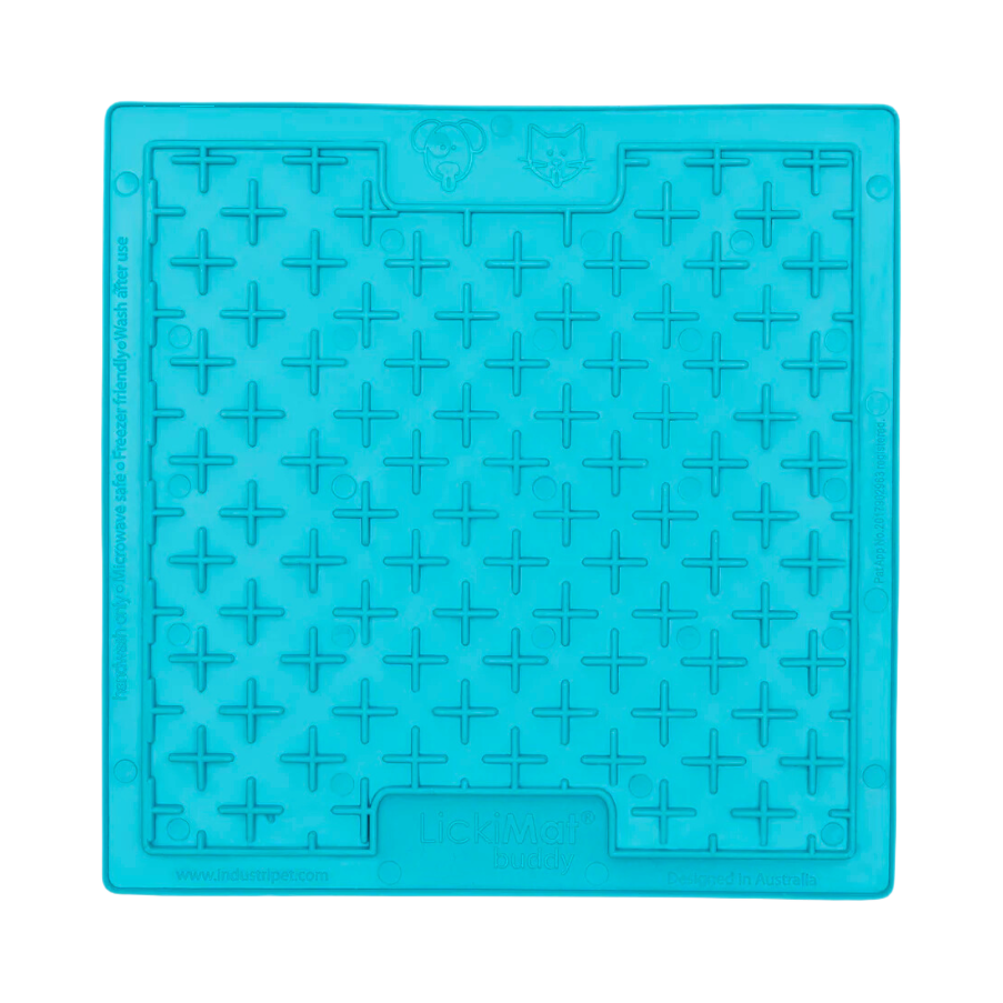 Tapis carré turquoise à motifs croisés