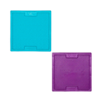 Deux carrés turquoise et violet à picots souples