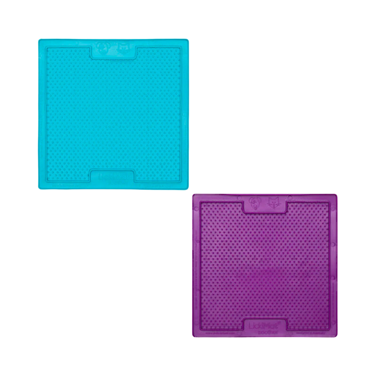 Deux carrés turquoise et violet à picots souples