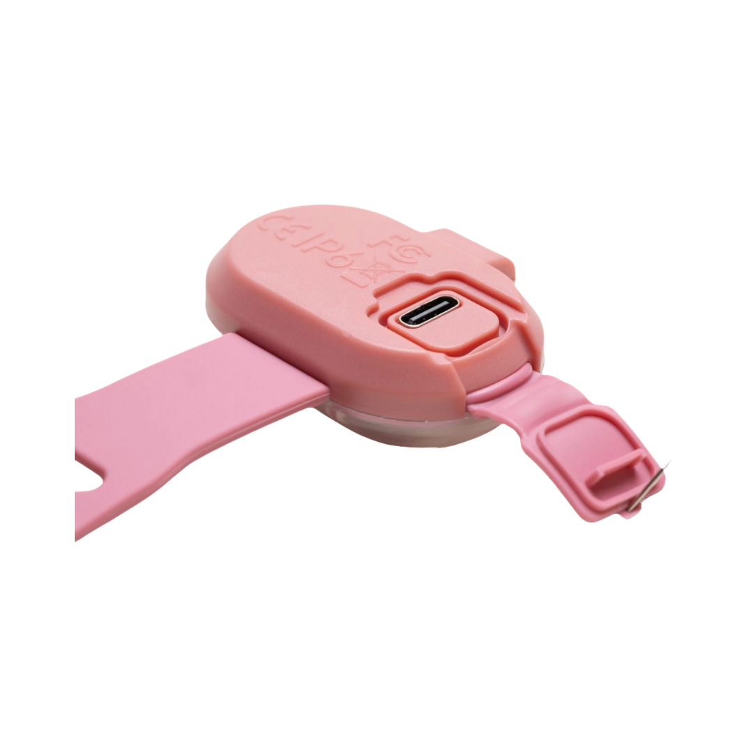 Lampe rose vue de dos avec son attache