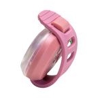 Lampe rose vue de profil, bracelet courbé