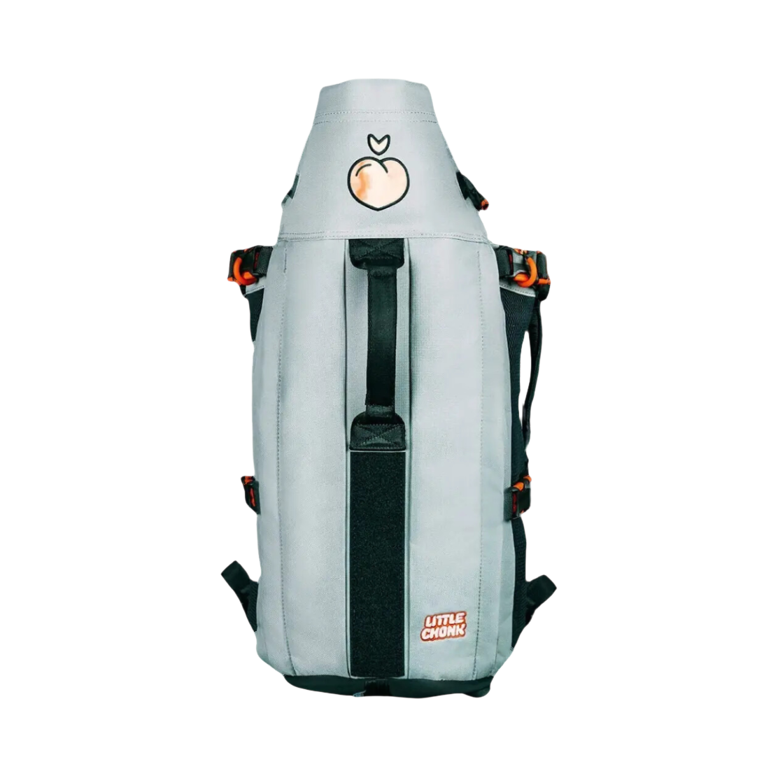 Sac gris clair vu de face, hublot et bretelles